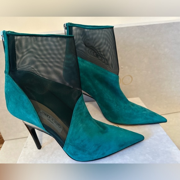 Jimmy choo Sioux 100 mesh-paneled leather ankle boots - Picture 3 of 12